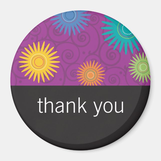 Funky Flowers on Lila Magnet (Framsidan)