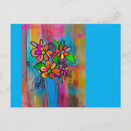 Funky Flowers Postcard Vykort