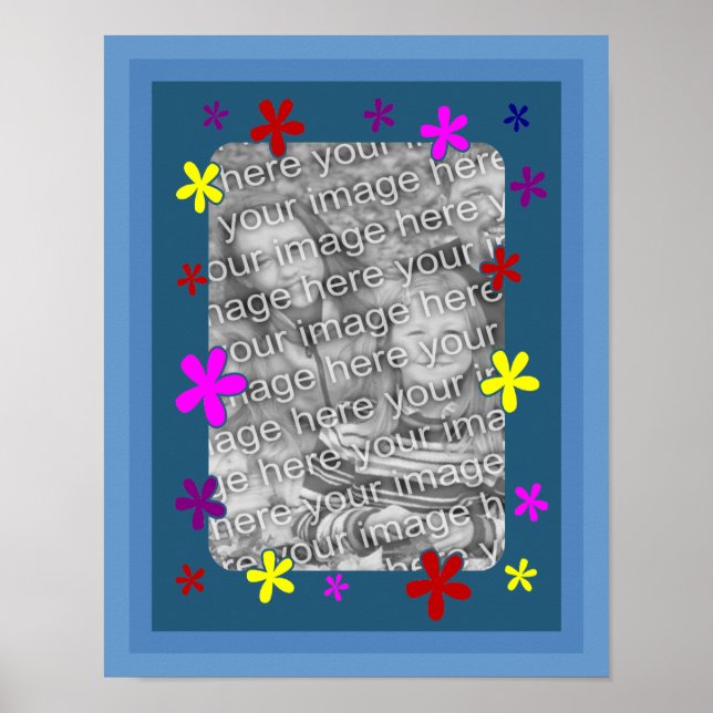 Funky Flowers Ram Skapar ditt eget foto Poster (Framsidan)