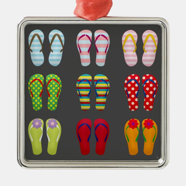 Funky footwear färglös sommartid flinflip flops julgransprydnad metall (Framsidan)