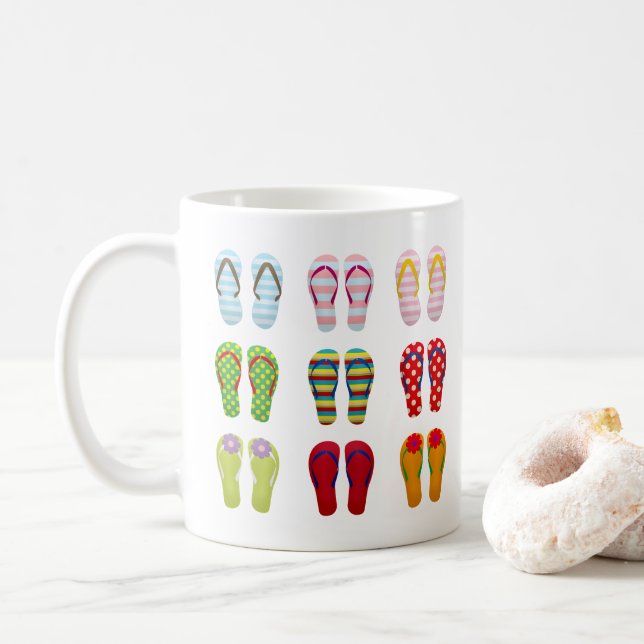 Funky footwear färglös sommartid flinflip flops kaffemugg (Med munk)