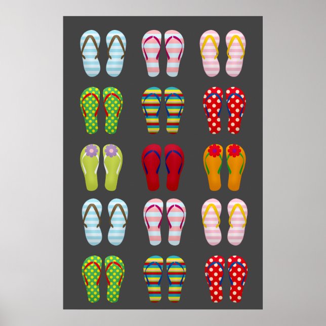 Funky footwear färglös sommartid flinflip flops poster (Framsidan)