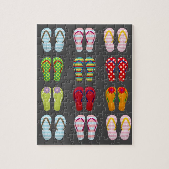 Funky footwear färglös sommartid flinflip flops pussel (Vertikal)