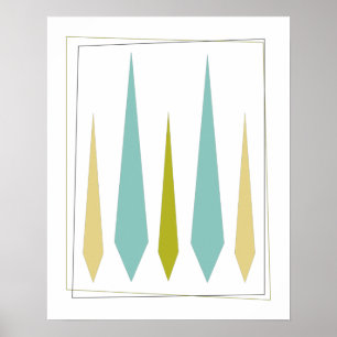 Funky för Aqua Blue Avocado Grönt Gult  Poster