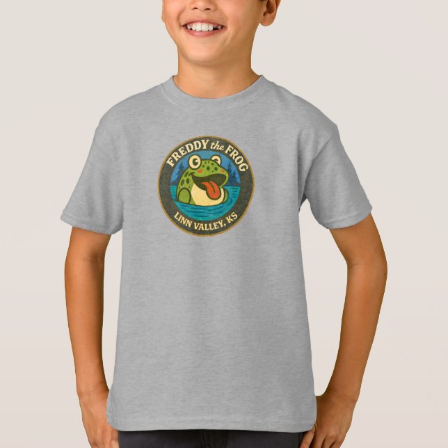 Funky Freddy Frog of Linn Valley, KS Kids Tee (Framsida)