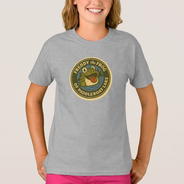 Funky Freddy Frog of Paddleboat Lake Kids Tee (Framsida)