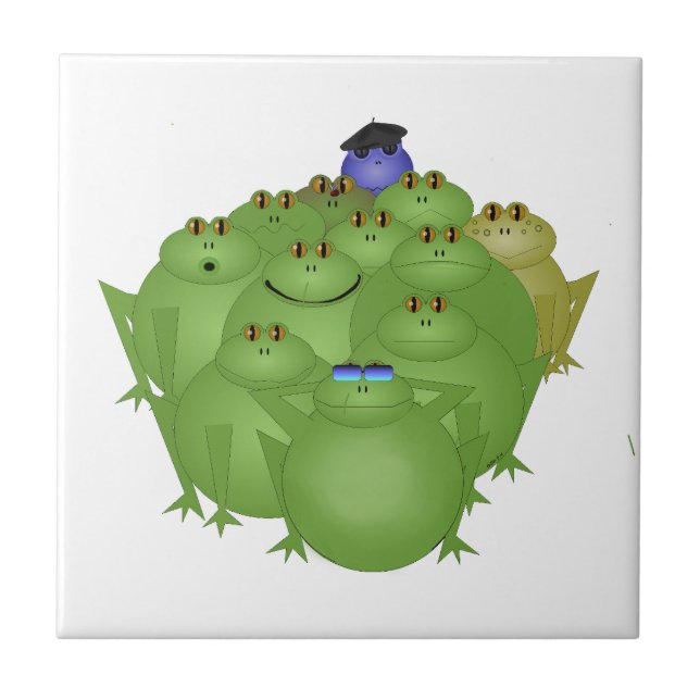Funky Frogs Ceramic Tile Kakelplatta (Framsidan)