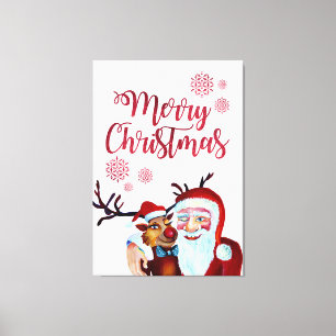 Funky Funny Superskoj Santa och Rudolf Reindeer Canvastryck