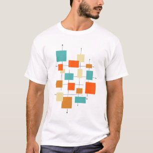 Funky Geometric Squares Mid Century Retro T Shirt