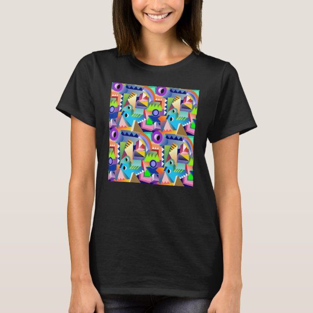 Funky Geometriskt Mönster Abstrakt T Shirt (Framsida)