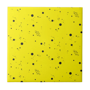 Funky Geometry Abstrakt Art Dots Gult Black Kakelplatta