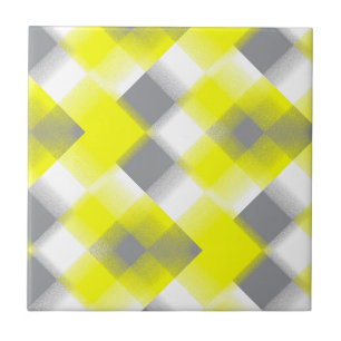 Funky Geometry Abstrakt Art Gult Grått White Kakelplatta