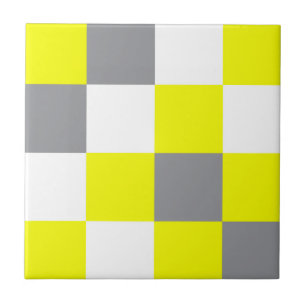 Funky Geometry Abstrakt Art Gult Grått White Kakelplatta