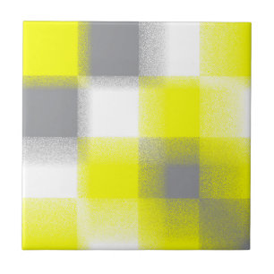Funky Geometry Abstrakt Art Gult Grått White Kakelplatta