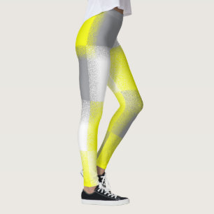 Funky Geometry Abstrakt Art Gult Grått White Leggings