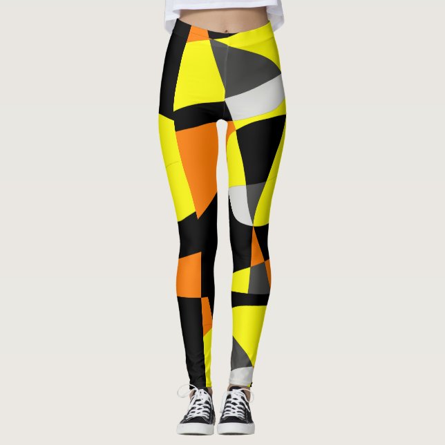 Funky Geometry Abstrakt Art Sport Leggings (Framsida)