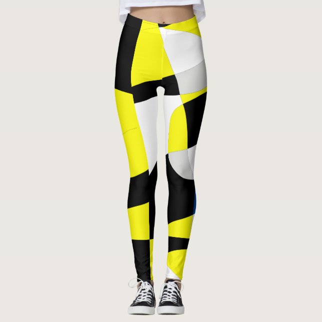 Funky Geometry Abstrakt Art Sport Leggings (Framsida)