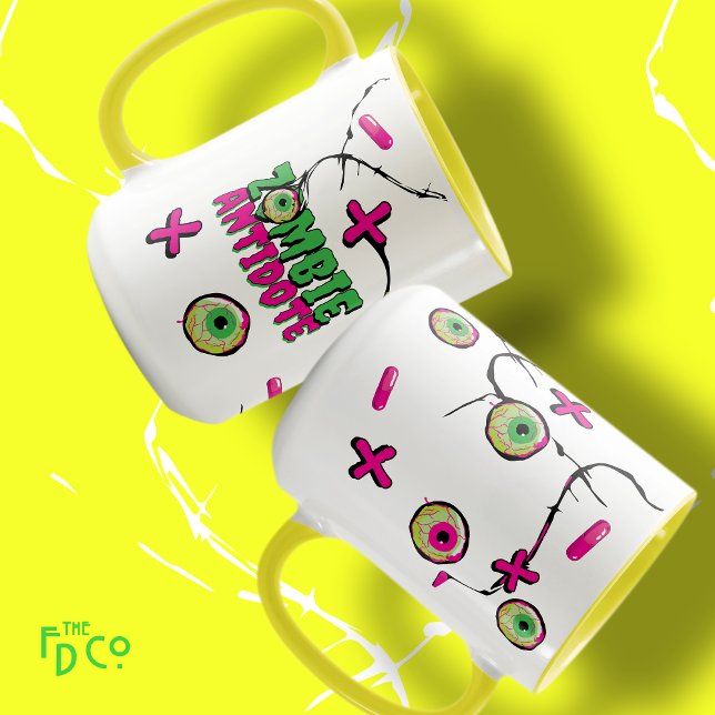 Funky Ghoulishly Cute Funny Zombie Antidote Pun Mugg (Skapare uppladdad)