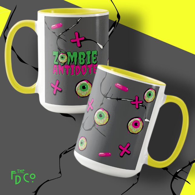 Funky Ghoulishly Cute Funny Zombie Antidote Pun Mugg (Skapare uppladdad)