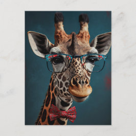 Funky giraff rolig hipster djurporträtt vykort