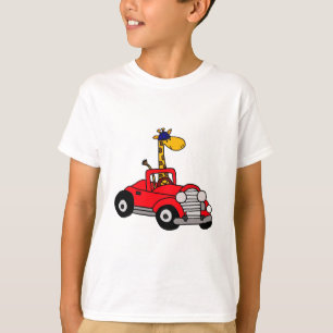 Funky giraff som kör röd cabriolet t shirt