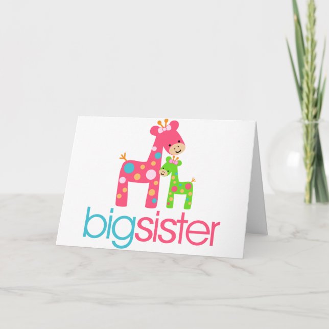 Funky Giraffe Big Sister Tshirt Kort (Framsida)