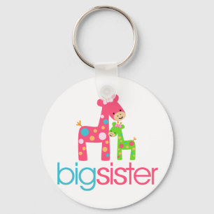 Funky Giraffe Big Sister Tshirt Nyckelring