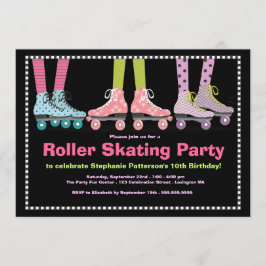 Funky Girls Roller Skating Födelsedagsfest Inbjudningar