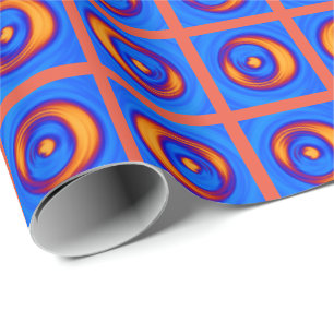 Funky Glad Orange och Blå Prick Mönster Presentpapper