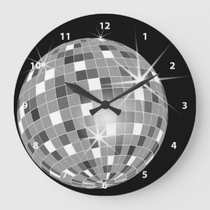 Funky Glitter Disco Boll Clock Stor Klocka