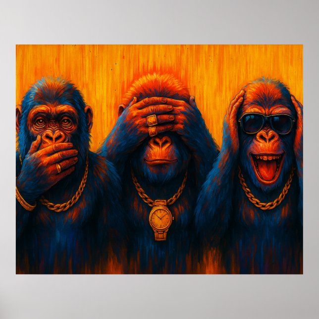 Funky Gorillas Trio — See No Evil Poster (Framsidan)