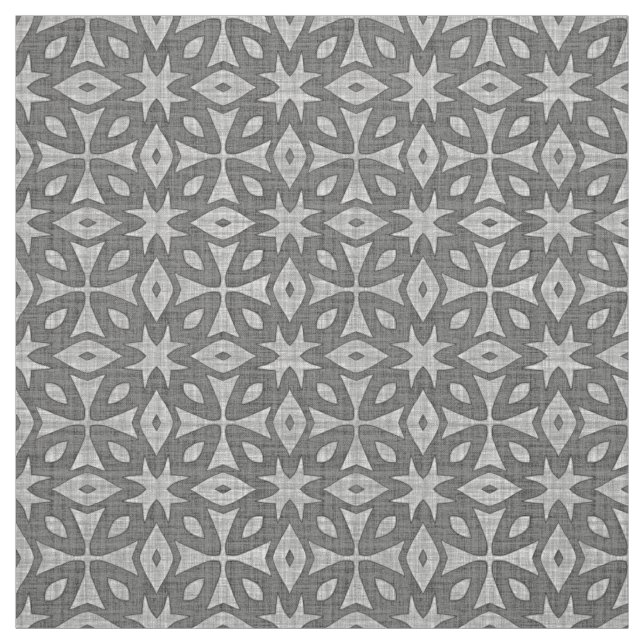 Funky Grått Faux Batik Linen Squares Mönster Tyg (Provkarta)