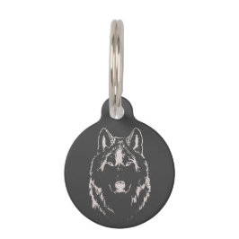 Funky Grått och huvudskiss av vit Varg Ansikte Djurbricka