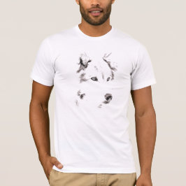 Funky Grått Varg Ansikte Head Sketch T Shirt