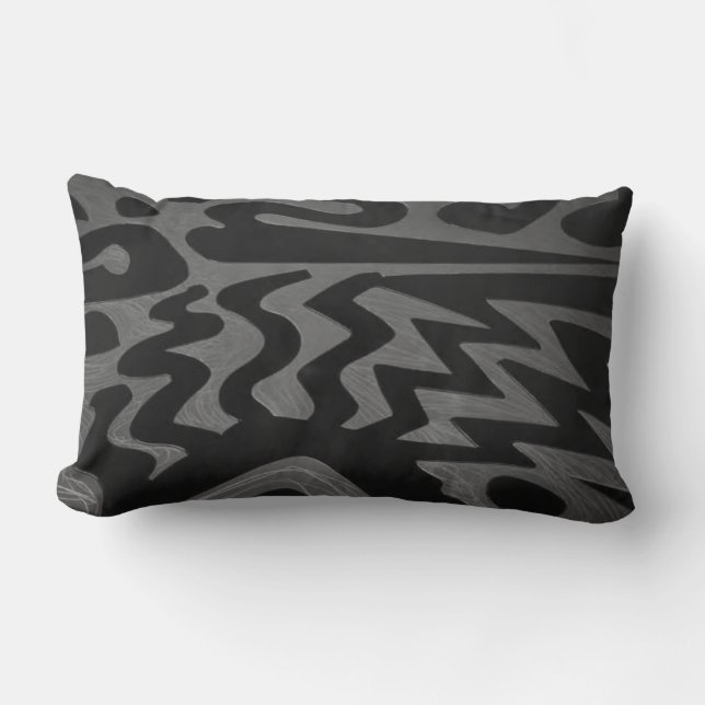 Funky Grått Zigzag Pillow Lumbarkudde (Framsida)