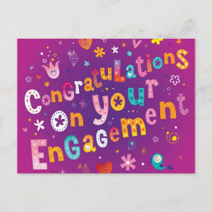 Funky Grattis på ert Förlovning Vykort