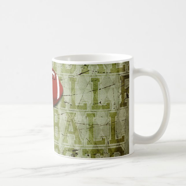 Funky Grön Grunge Fotboll Kaffemugg (Höger)