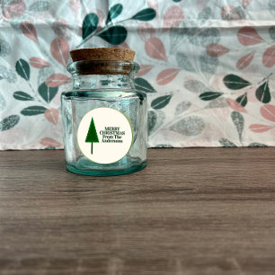 Funky grön julgran design runt klistermärke