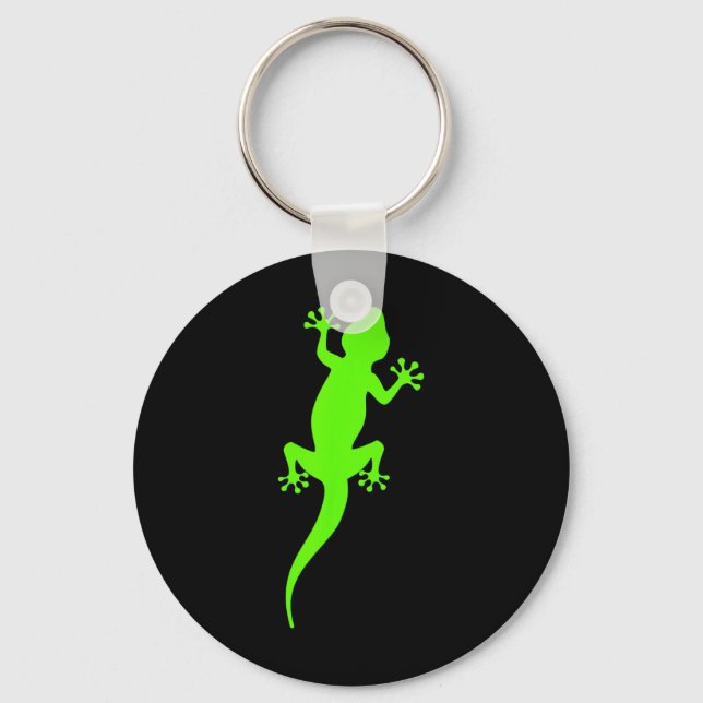 Funky grön klättrande gecko nyckelring (Framsida)