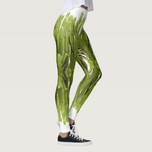 Funky grön saftig växt tryck leggings