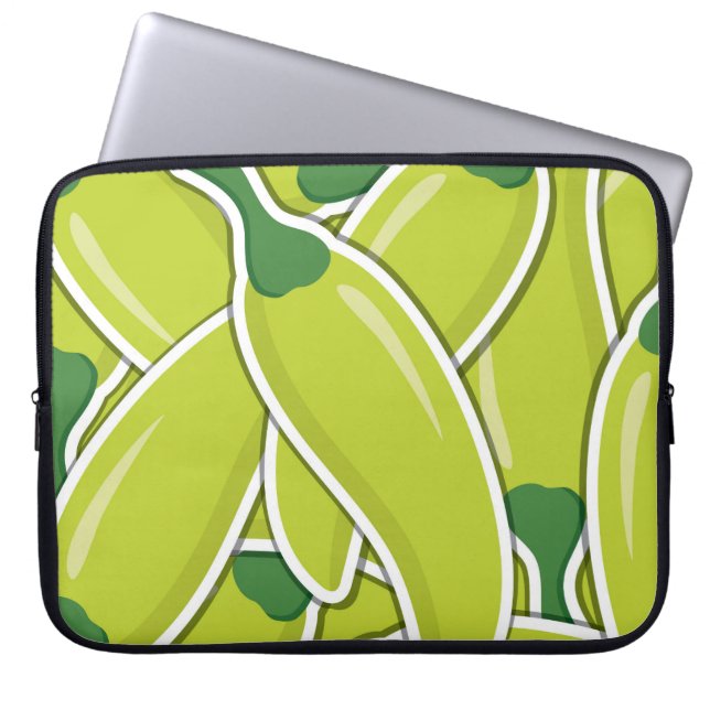 Funky grönt chilipeppar laptop sleeve (Framsidan)