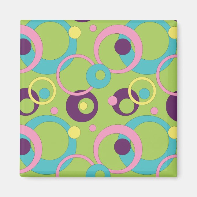 Funky Grönt Circles Magnet (Framsidan)