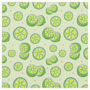 Funky Grönt Lime Fruit Slices, sommartryck Tyg