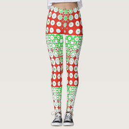 Funky Grönt, Red, Mönster, Flowers Leggings