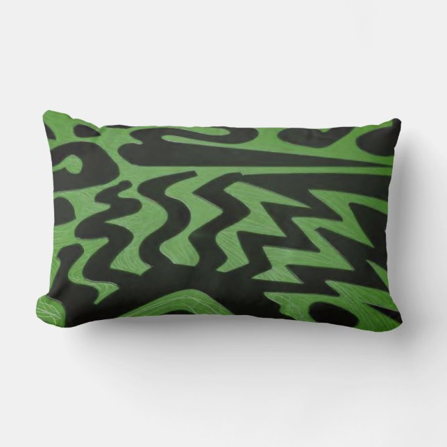 Funky Grönt Zigzag Pillow Lumbarkudde (Framsida)