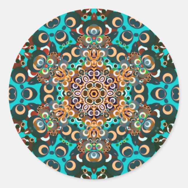 Funky Groovy Mandala Runt Klistermärke (Framsida)