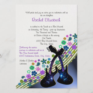 Funky Guitar Music Bat mitzvah Inbjudningar