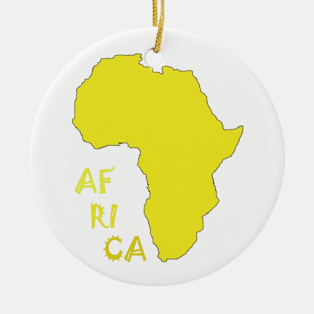 Funky gul Afrika-karta Julgransprydnad Keramik (Framsidan)