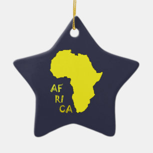 Funky gul Afrika-karta Julgransprydnad Keramik