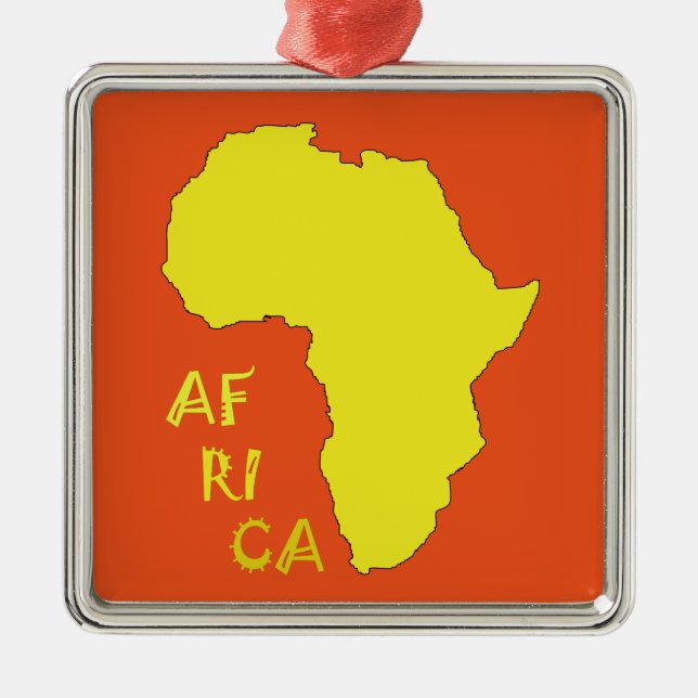 Funky gul Afrika-karta Julgransprydnad Metall (Framsidan)